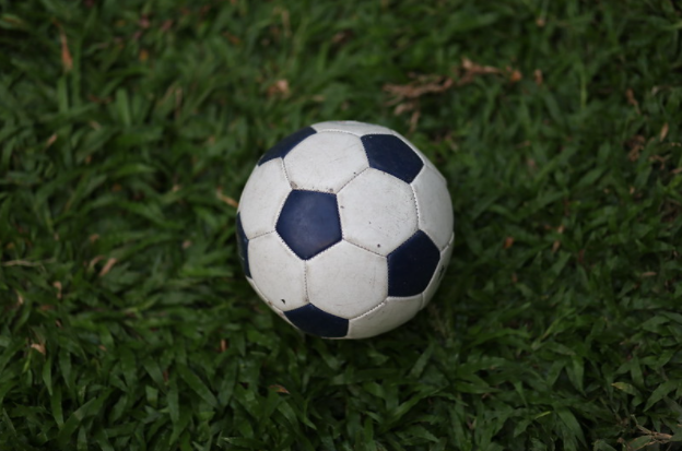 bola de futebol preta e branca em gramado